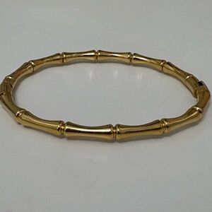 Gold Simple Bamboo Hinged Cuff Women's Bracelet
